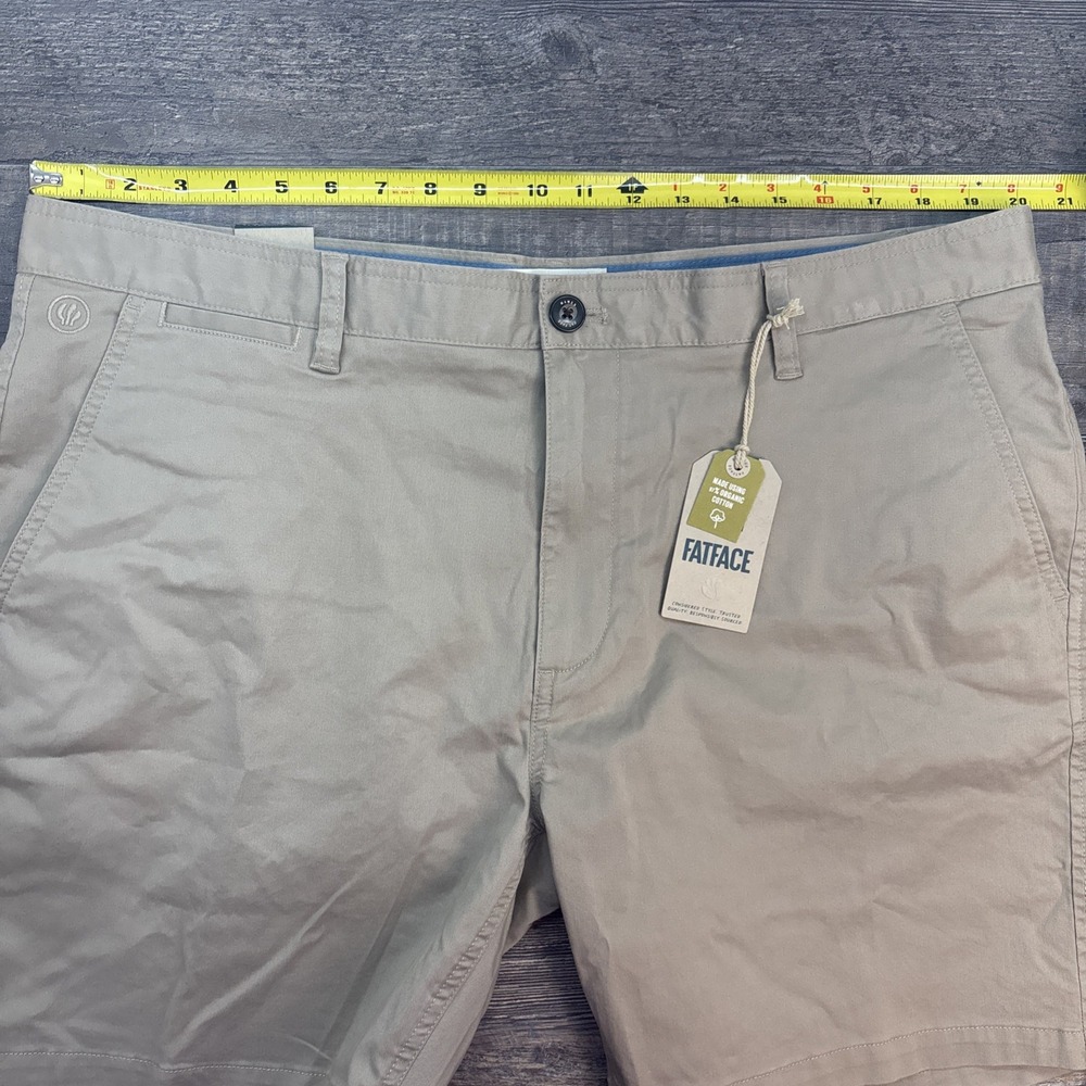 Fat Face Men's Size 40 Mawes Chino Shorts Flat Front Stone Cotton Stretch NEW - Picture 12 of 14
